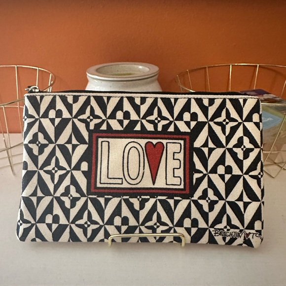 BRIGHTON “Love” Canvas Cosmetic Pouch with Matching Drawstring Bag(NWOT) - Picture 2 of 9